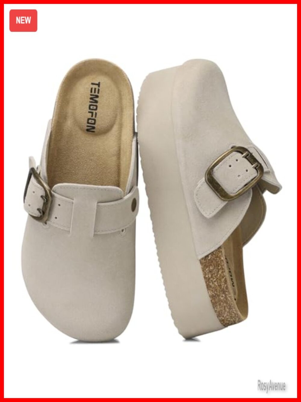 Genuine Suede Platform Mules & Clogs for Women, Cork Footbed, Slip-On Comfort